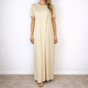 Free People Beach Cross Over Open Front Maxi Shirt Dress Size Medium Beige NWOT